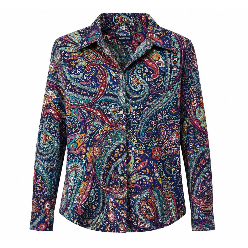 Lands' End Women's Paisley Button Front Blouse Size 16 Multicolor - Picture 4 of 4